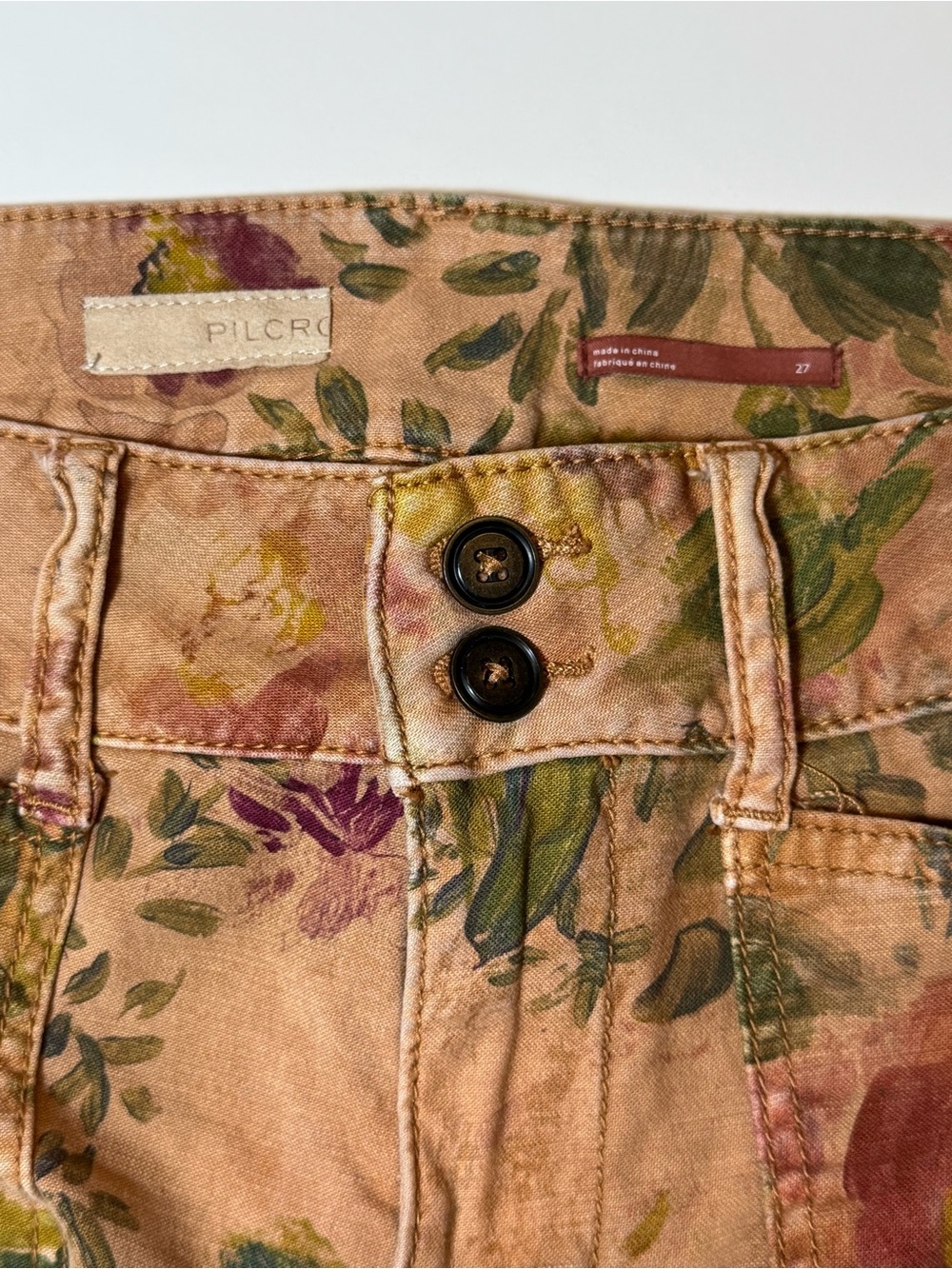 Pilcro Anthropologie The Wanderer Floral Button-Fly Pants Jeans size 27 - Picture 7 of 13